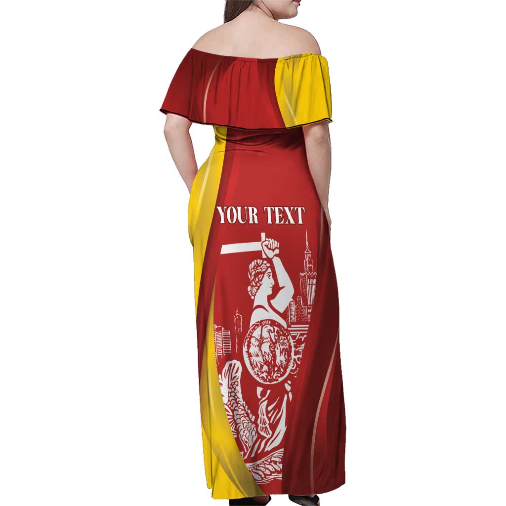Warsaw Capital of Poland Personalized Family Matching Off Shoulder Maxi Dress and Hawaiian Shirt Syrenka Warszawska Sporty Style