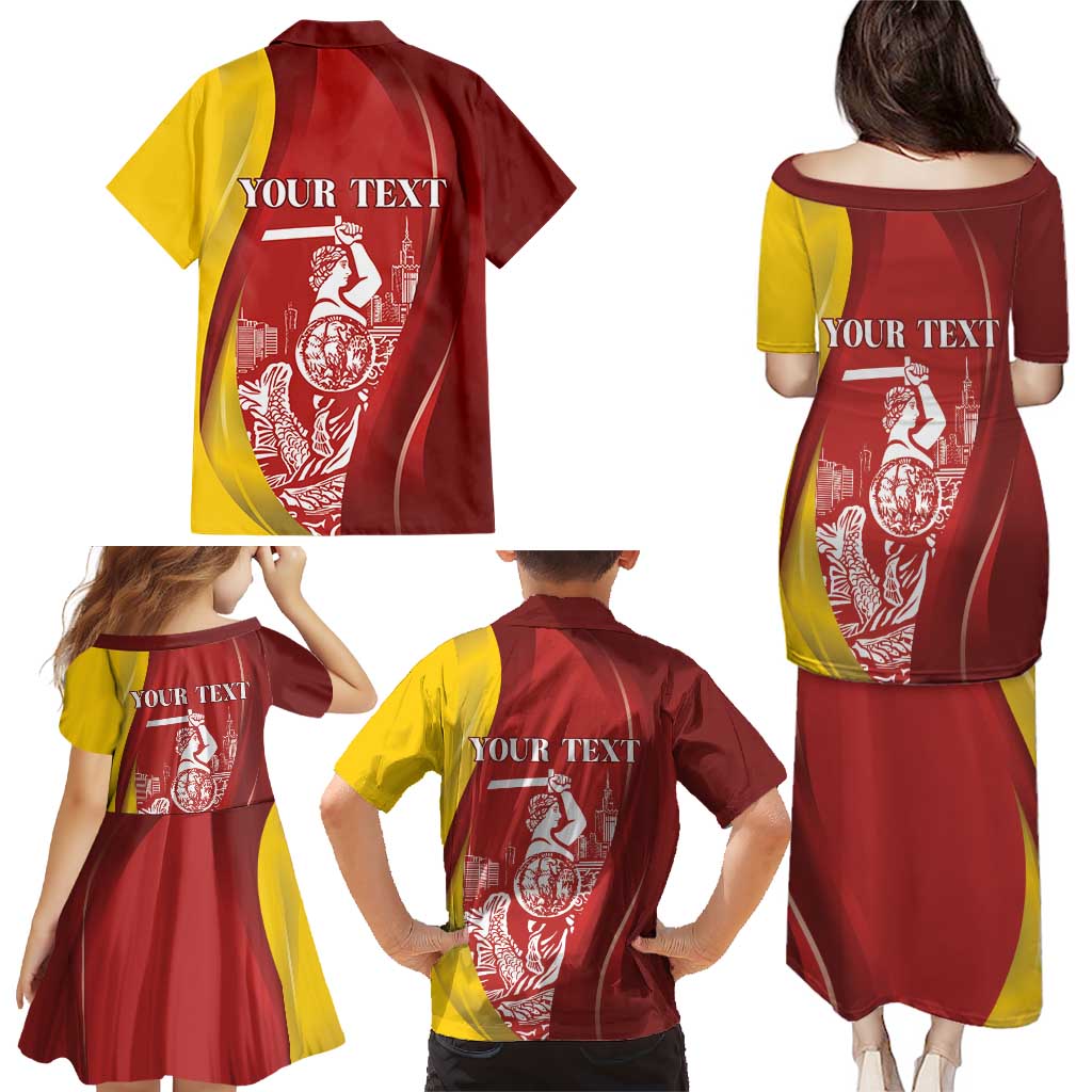Warsaw Capital of Poland Personalized Family Matching Puletasi and Hawaiian Shirt Syrenka Warszawska Sporty Style