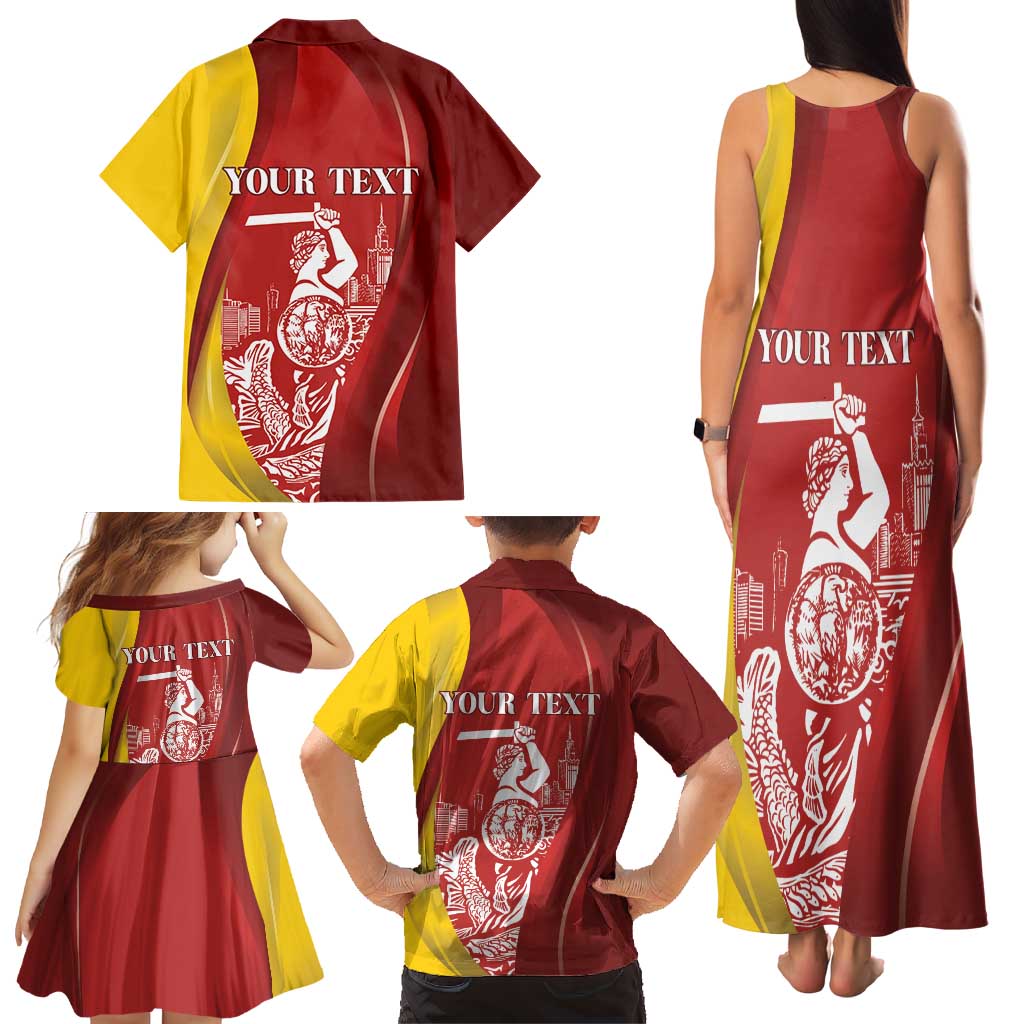 Warsaw Capital of Poland Personalized Family Matching Tank Maxi Dress and Hawaiian Shirt Syrenka Warszawska Sporty Style