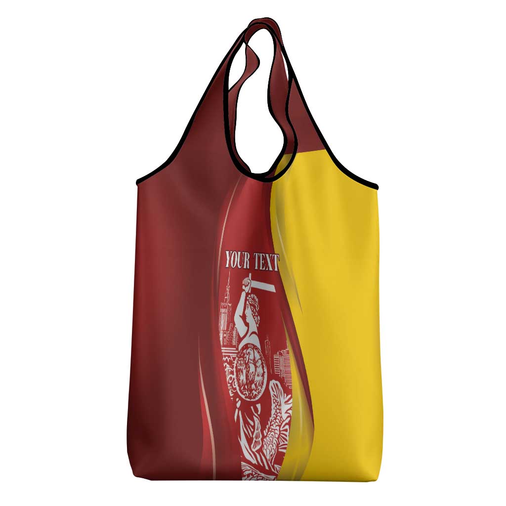 Warsaw Capital of Poland Personalized Grocery Bag Syrenka Warszawska Sporty Style