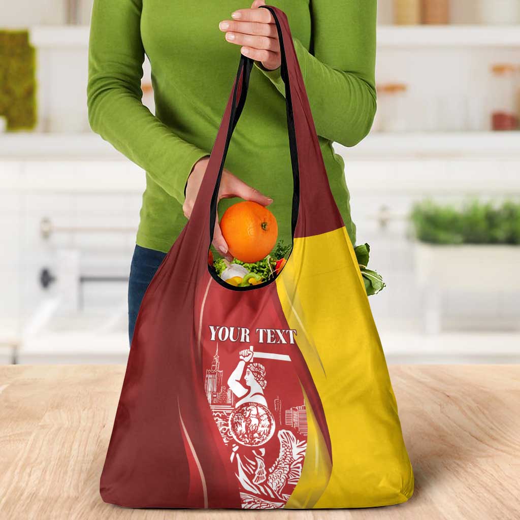 Warsaw Capital of Poland Personalized Grocery Bag Syrenka Warszawska Sporty Style