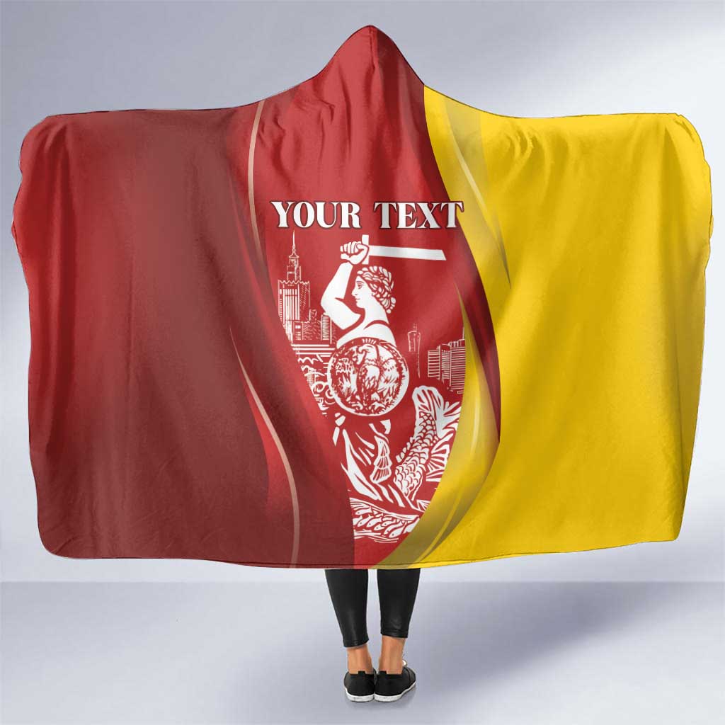 Warsaw Capital of Poland Personalized Hooded Blanket Syrenka Warszawska Sporty Style