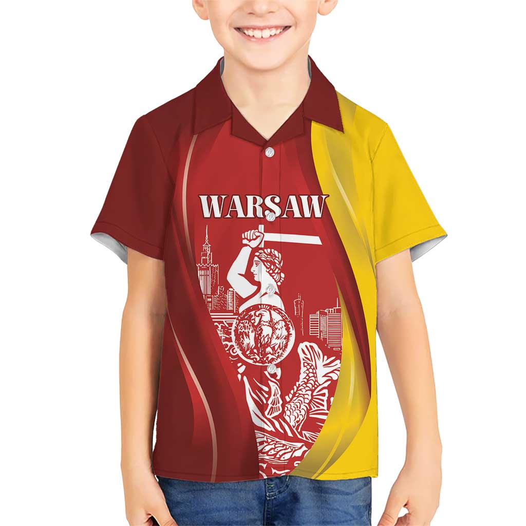 Warsaw Capital of Poland Personalized Kid Hawaiian Shirt Syrenka Warszawska Sporty Style