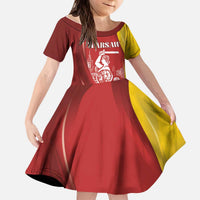 Warsaw Capital of Poland Personalized Kid Short Sleeve Dress Syrenka Warszawska Sporty Style