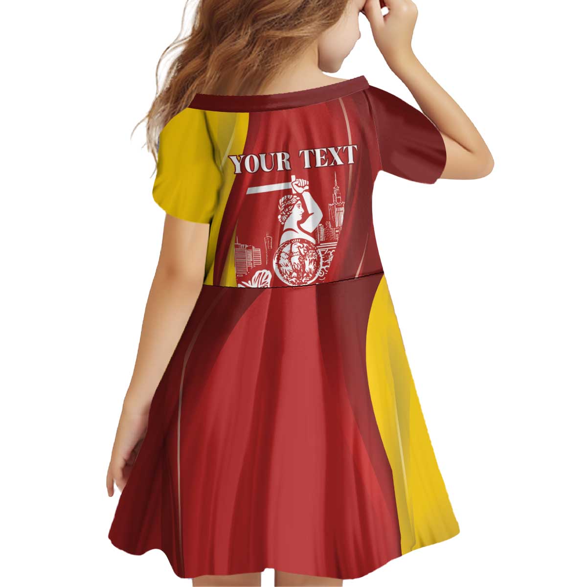 Warsaw Capital of Poland Personalized Kid Short Sleeve Dress Syrenka Warszawska Sporty Style