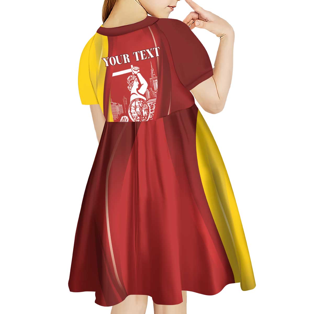 Warsaw Capital of Poland Personalized Kid Short Sleeve Dress Syrenka Warszawska Sporty Style