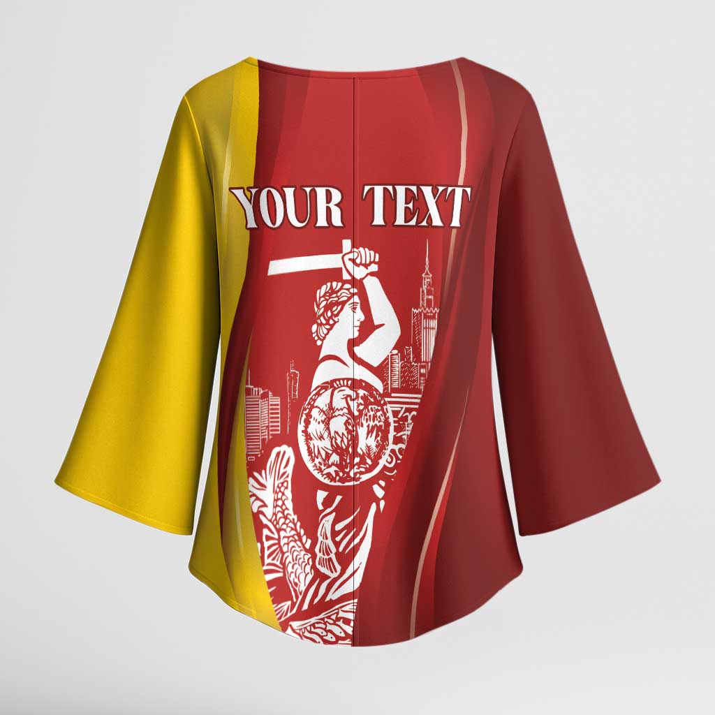 Warsaw Capital of Poland Personalized Kimono Sleeve Blouse Syrenka Warszawska Sporty Style