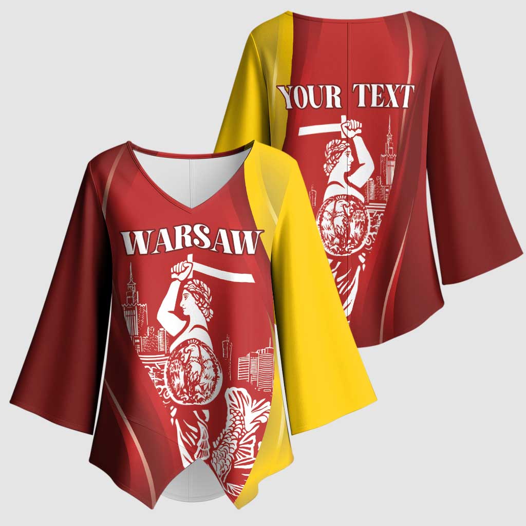 Warsaw Capital of Poland Personalized Kimono Sleeve Blouse Syrenka Warszawska Sporty Style