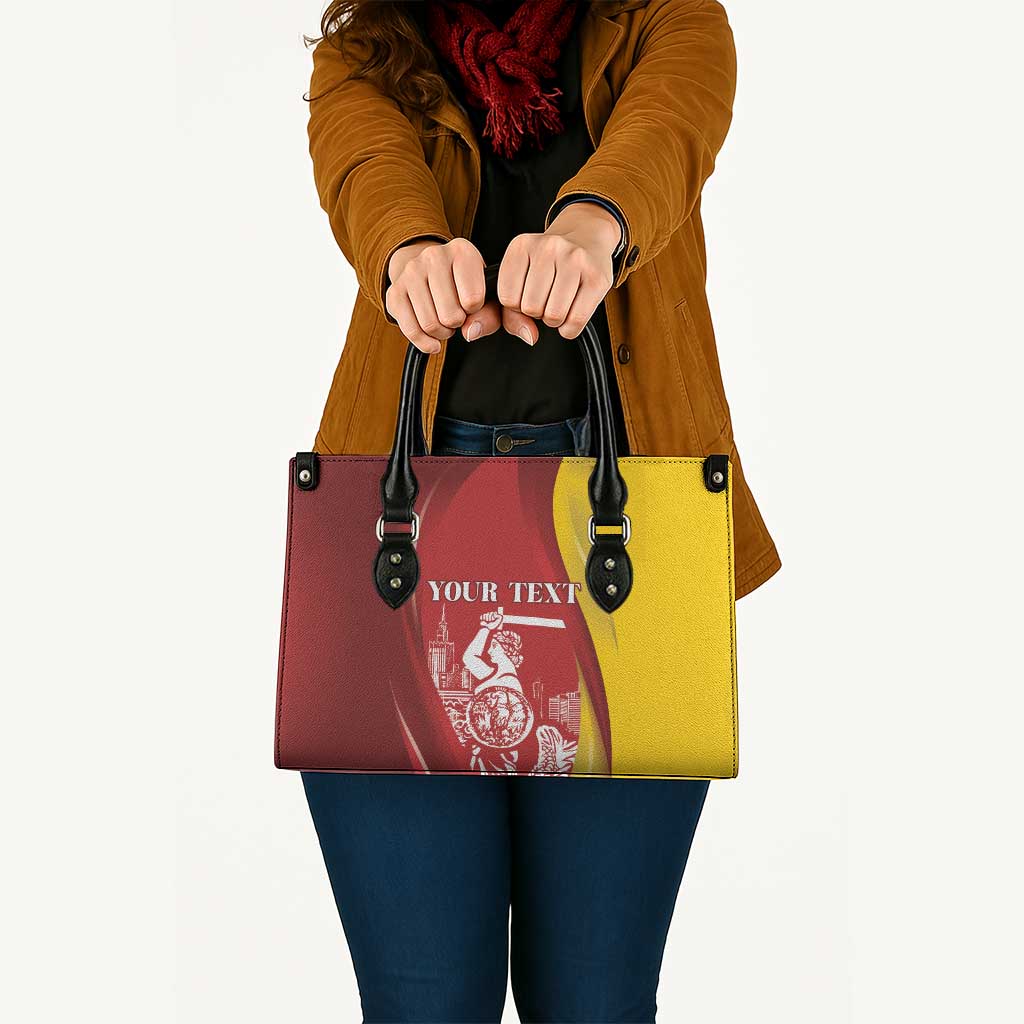 Warsaw Capital of Poland Personalized Leather Bag Syrenka Warszawska Sporty Style