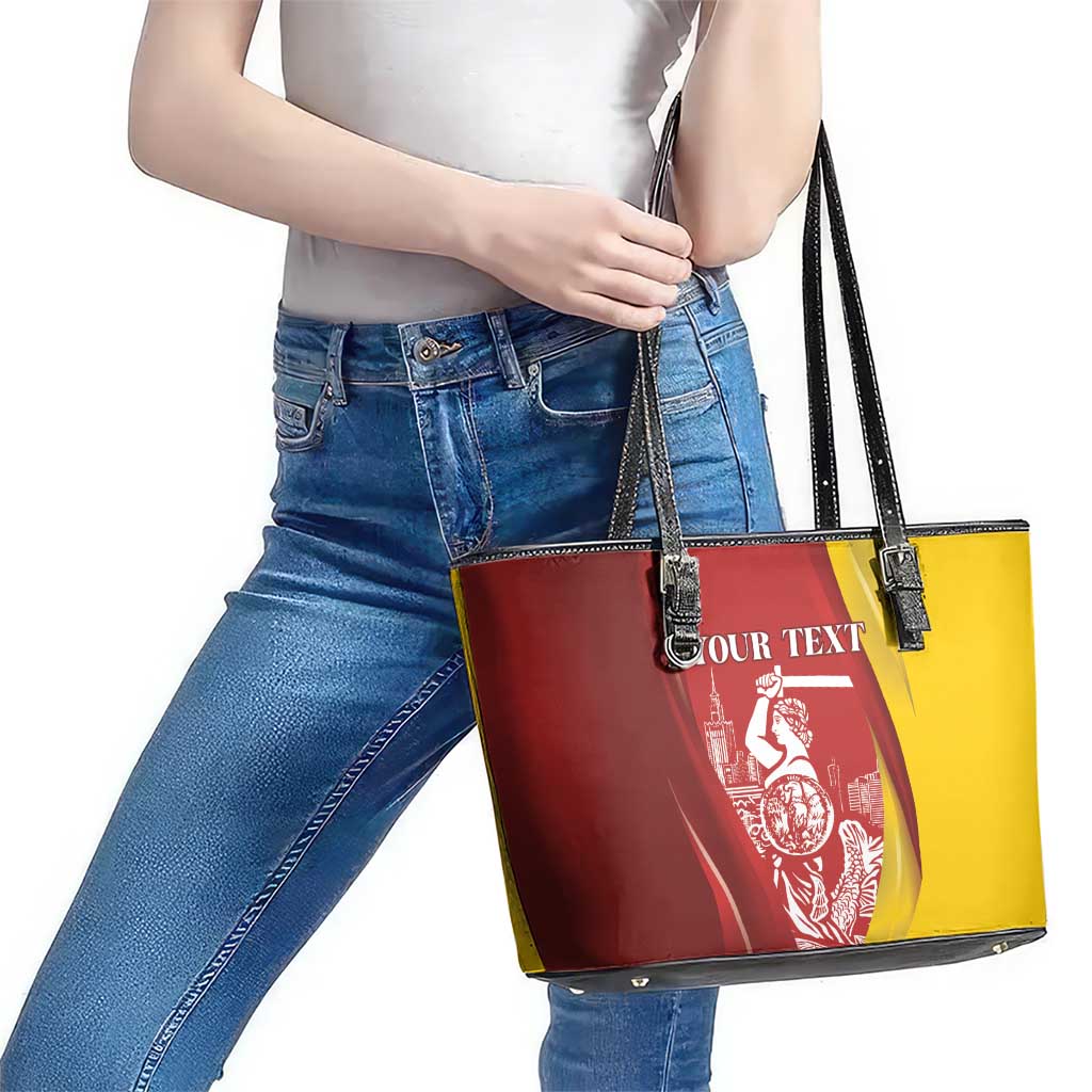 Warsaw Capital of Poland Personalized Leather Tote Bag Syrenka Warszawska Sporty Style
