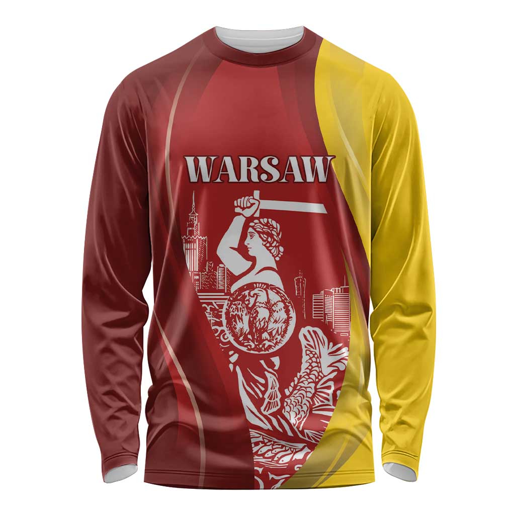 Warsaw Capital of Poland Personalized Long Sleeve Shirt Syrenka Warszawska Sporty Style