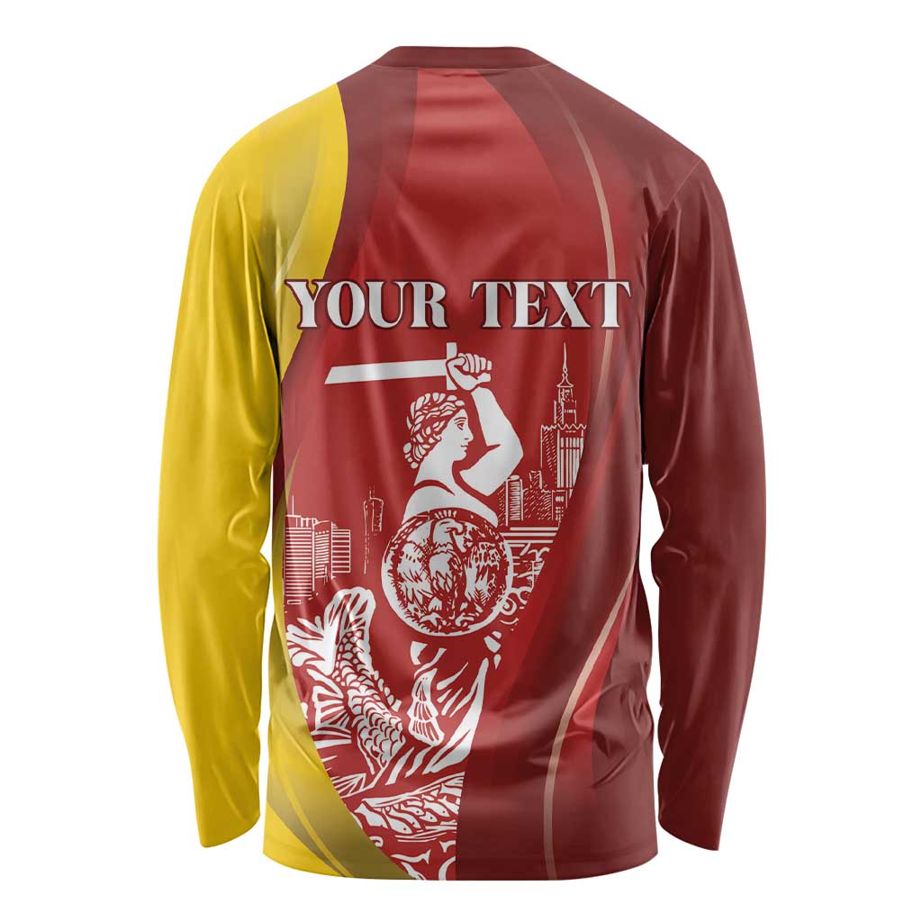 Warsaw Capital of Poland Personalized Long Sleeve Shirt Syrenka Warszawska Sporty Style
