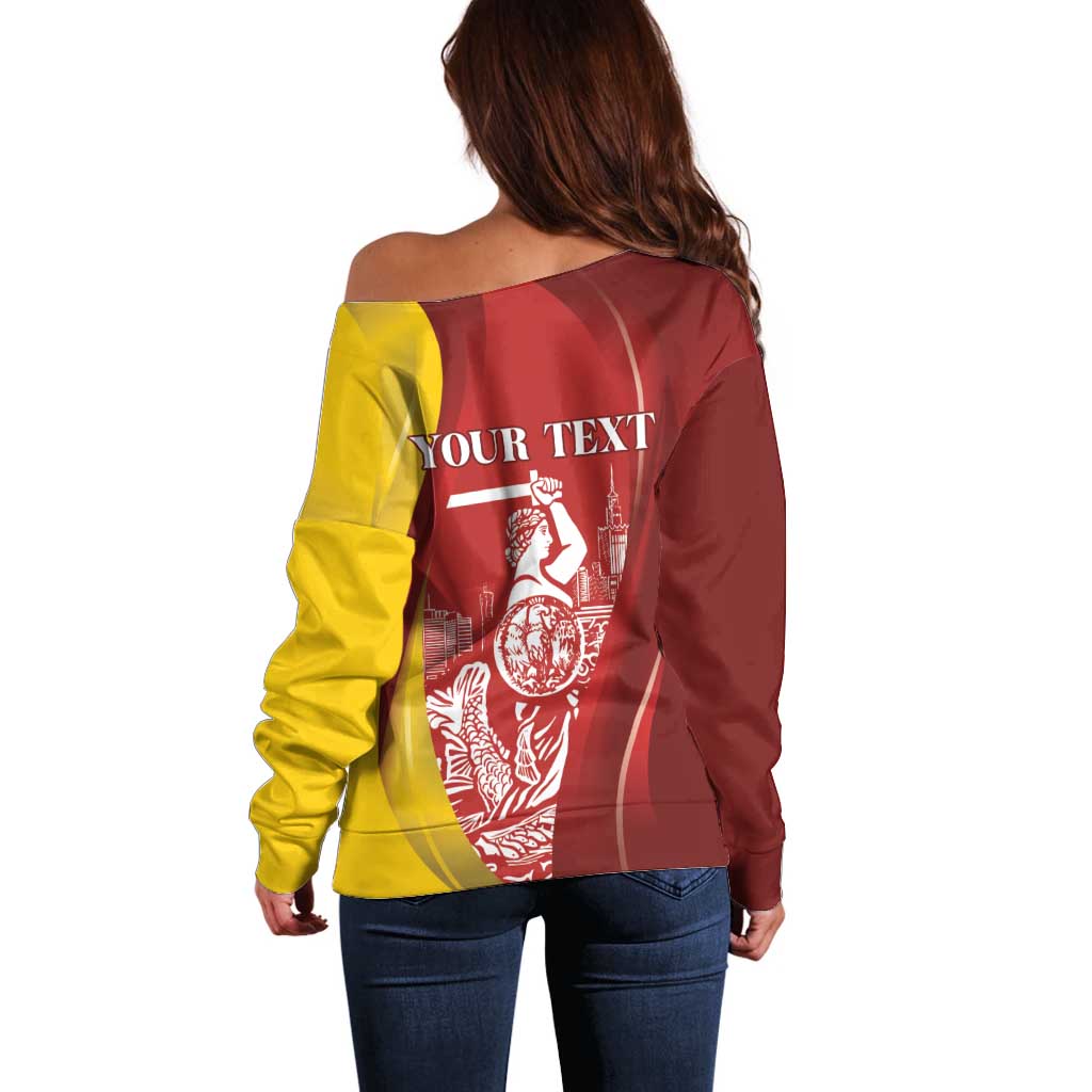 Warsaw Capital of Poland Personalized Off Shoulder Sweater Syrenka Warszawska Sporty Style