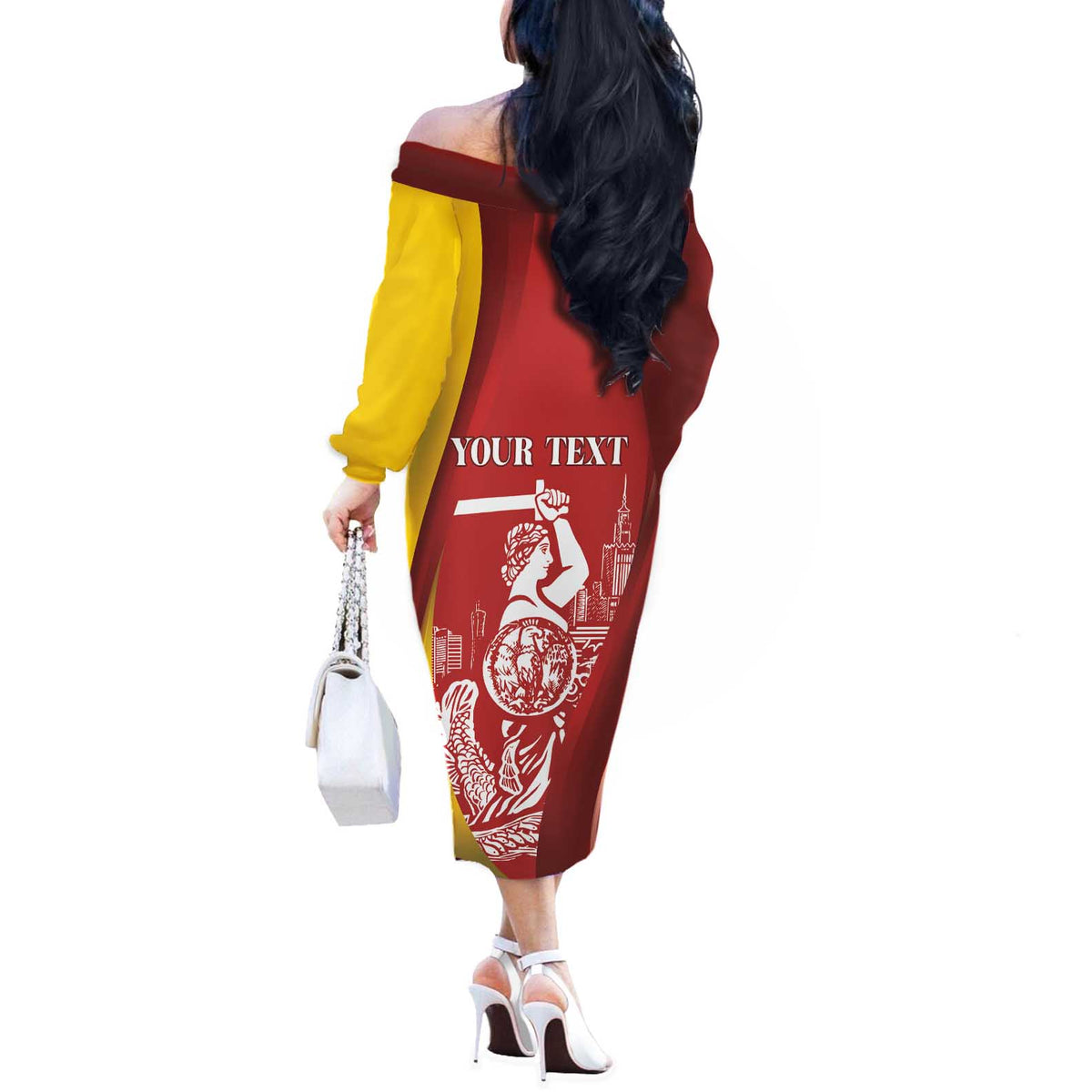 Warsaw Capital of Poland Personalized Off The Shoulder Long Sleeve Dress Syrenka Warszawska Sporty Style
