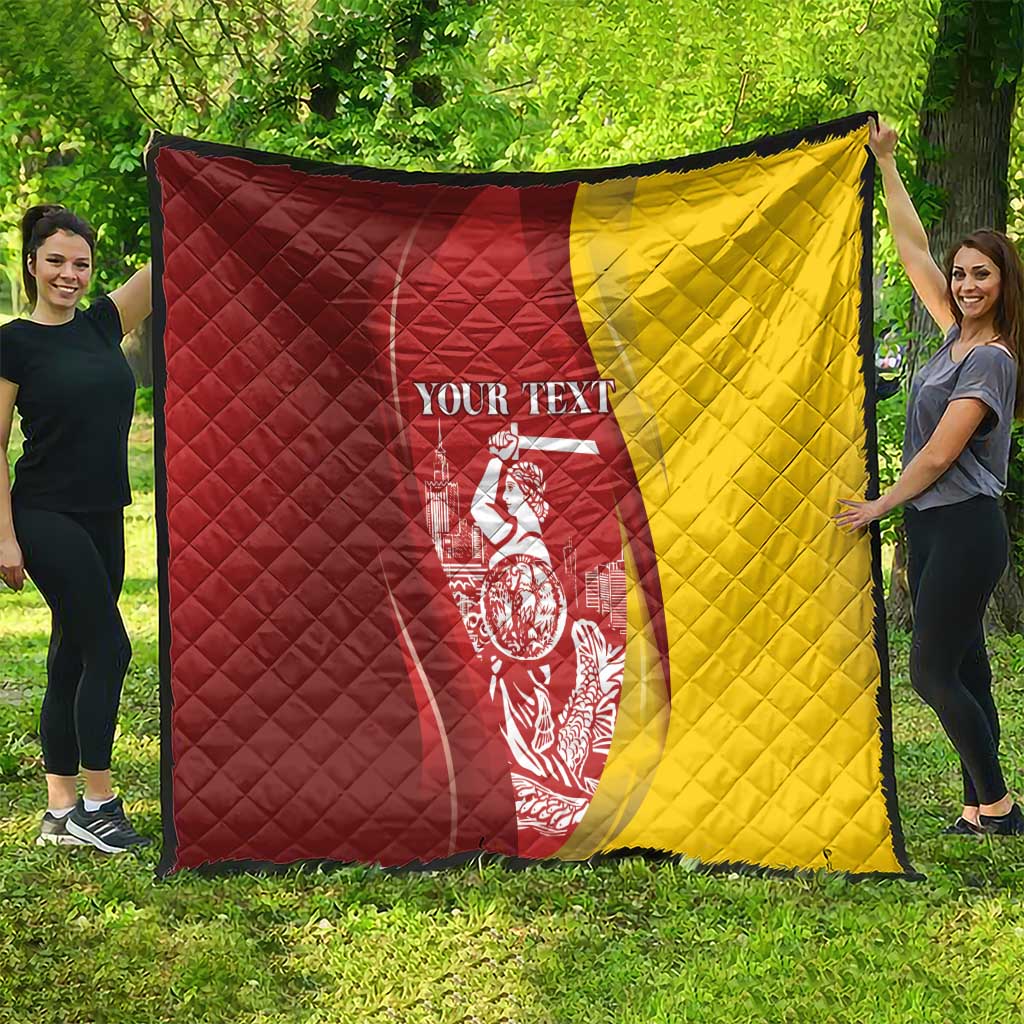 Warsaw Capital of Poland Personalized Quilt Syrenka Warszawska Sporty Style