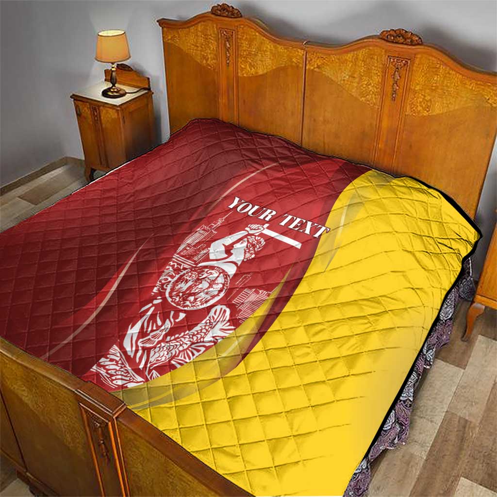 Warsaw Capital of Poland Personalized Quilt Syrenka Warszawska Sporty Style