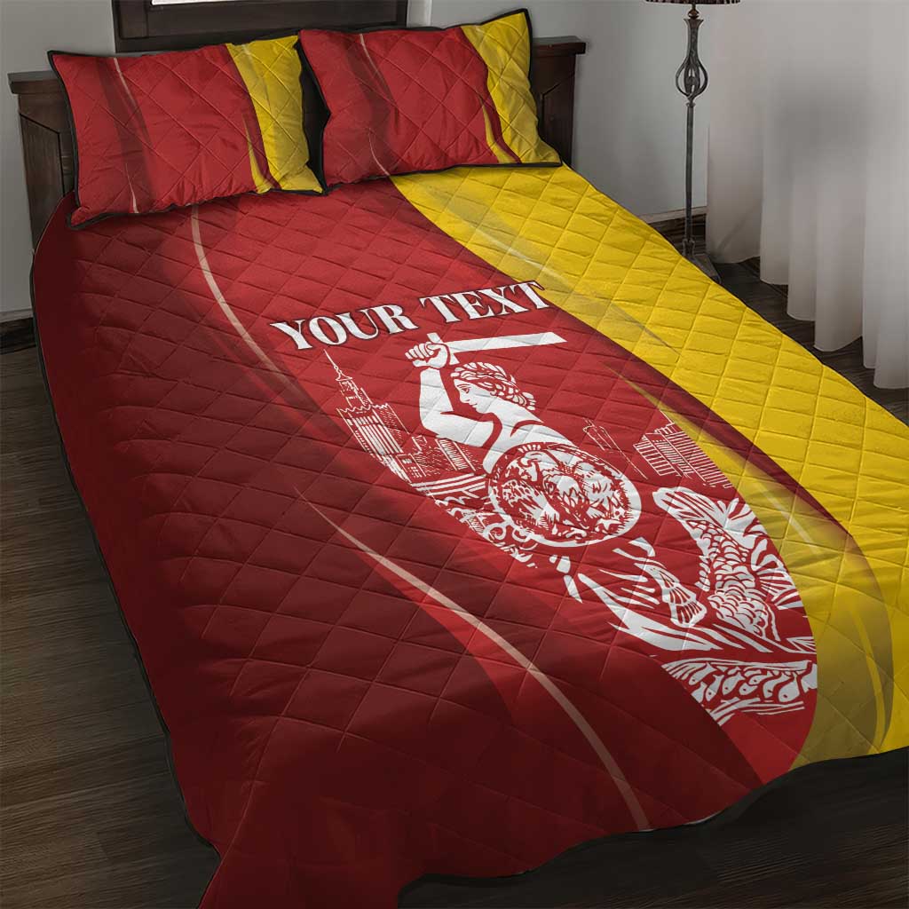 Warsaw Capital of Poland Personalized Quilt Bed Set Syrenka Warszawska Sporty Style