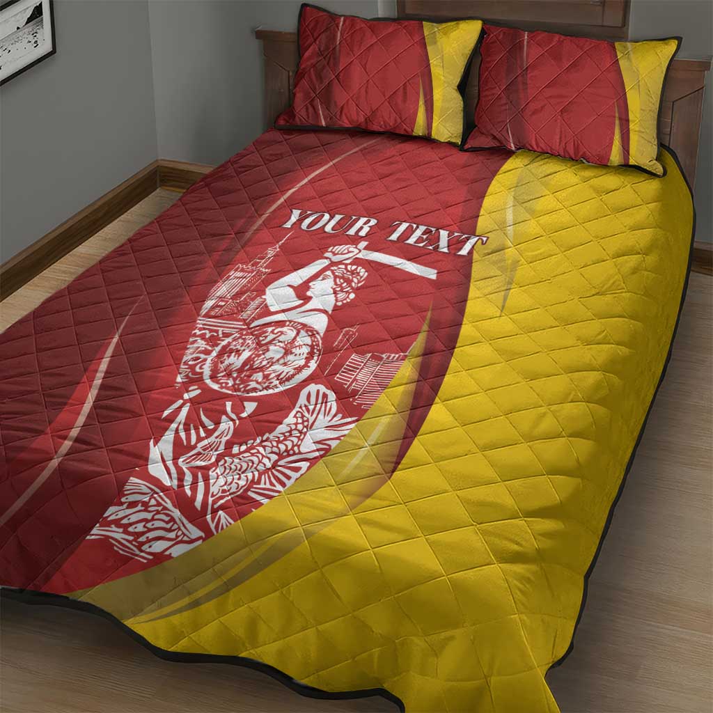 Warsaw Capital of Poland Personalized Quilt Bed Set Syrenka Warszawska Sporty Style
