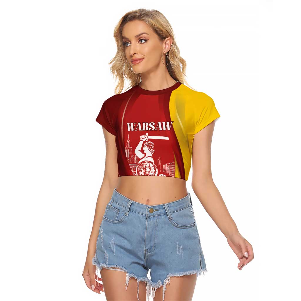 Warsaw Capital of Poland Personalized Raglan Cropped T Shirt Syrenka Warszawska Sporty Style