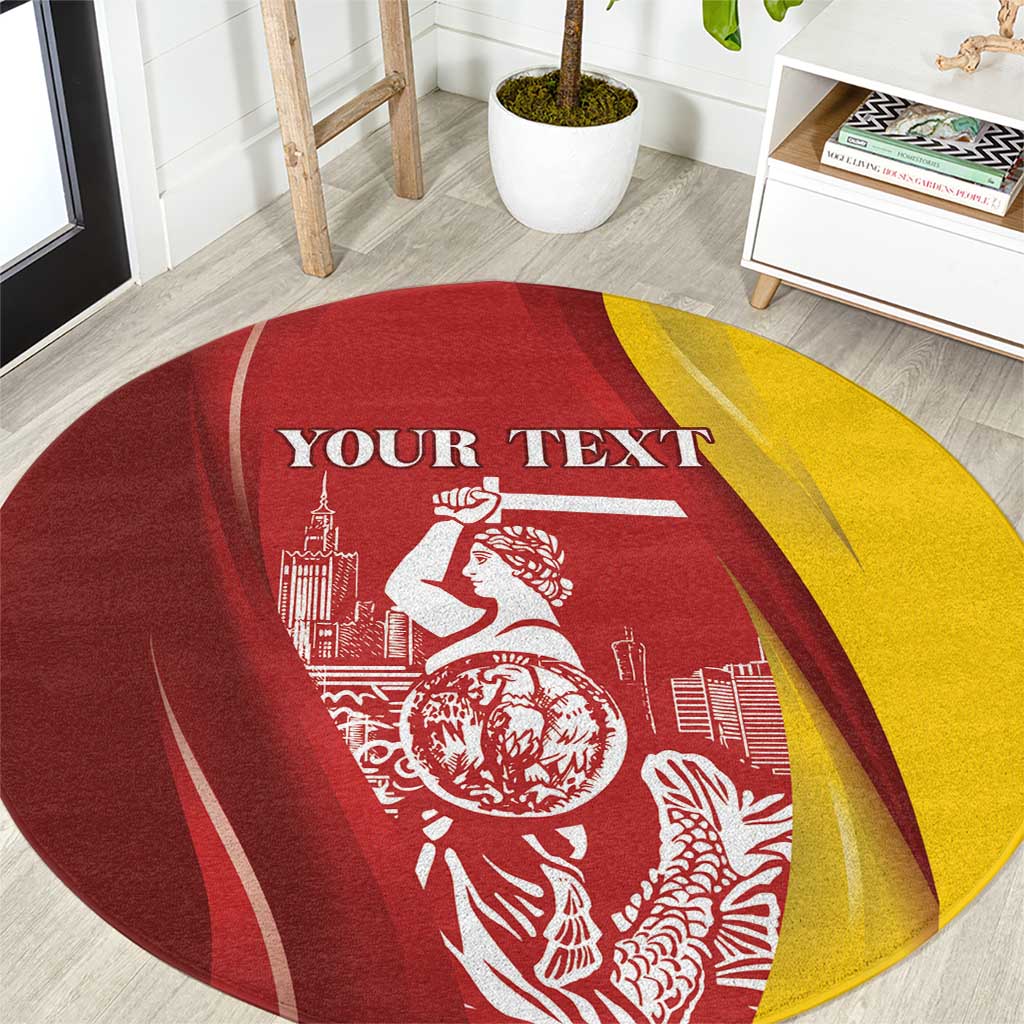 Warsaw Capital of Poland Personalized Round Carpet Syrenka Warszawska Sporty Style