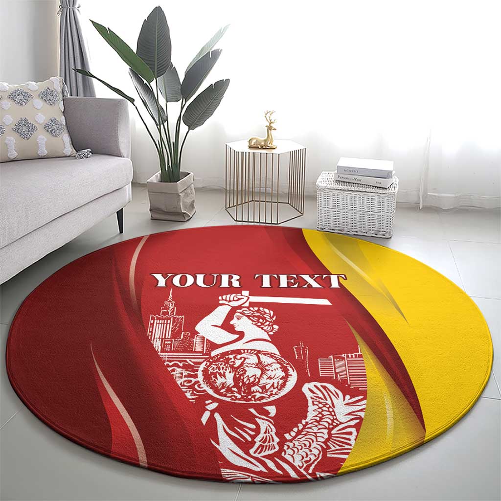 Warsaw Capital of Poland Personalized Round Carpet Syrenka Warszawska Sporty Style