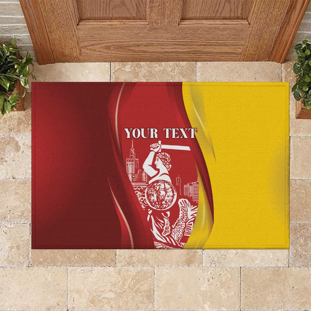 Warsaw Capital of Poland Personalized Rubber Doormat Syrenka Warszawska Sporty Style