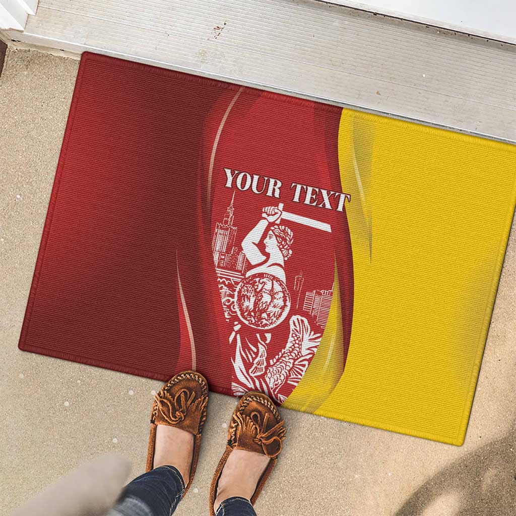 Warsaw Capital of Poland Personalized Rubber Doormat Syrenka Warszawska Sporty Style