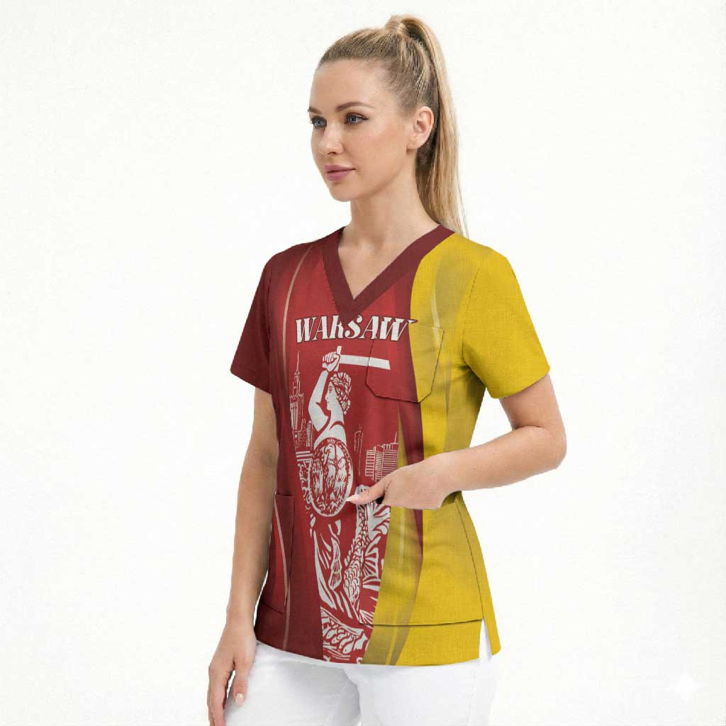 Warsaw Capital of Poland Personalized Scrub Top Syrenka Warszawska Sporty Style