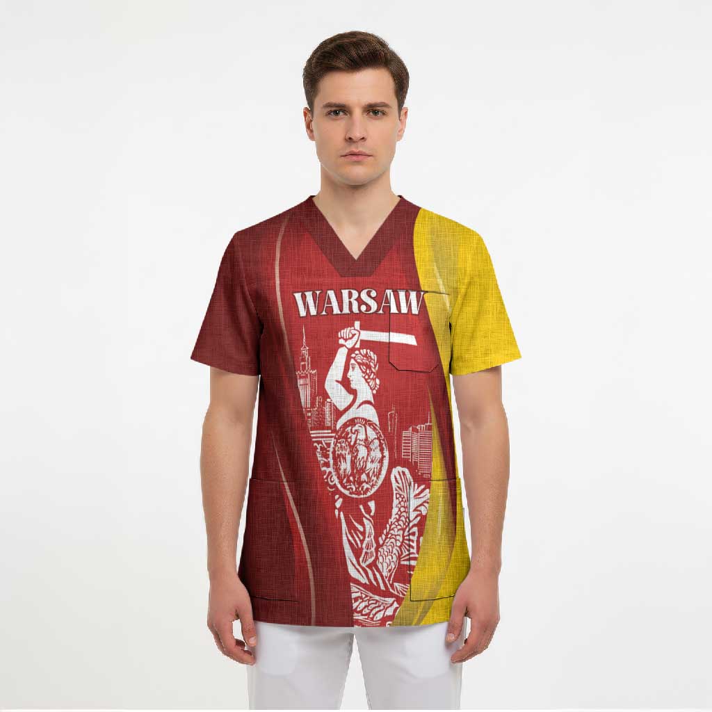 Warsaw Capital of Poland Personalized Scrub Top Syrenka Warszawska Sporty Style