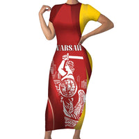 Warsaw Capital of Poland Personalized Short Sleeve Bodycon Dress Syrenka Warszawska Sporty Style