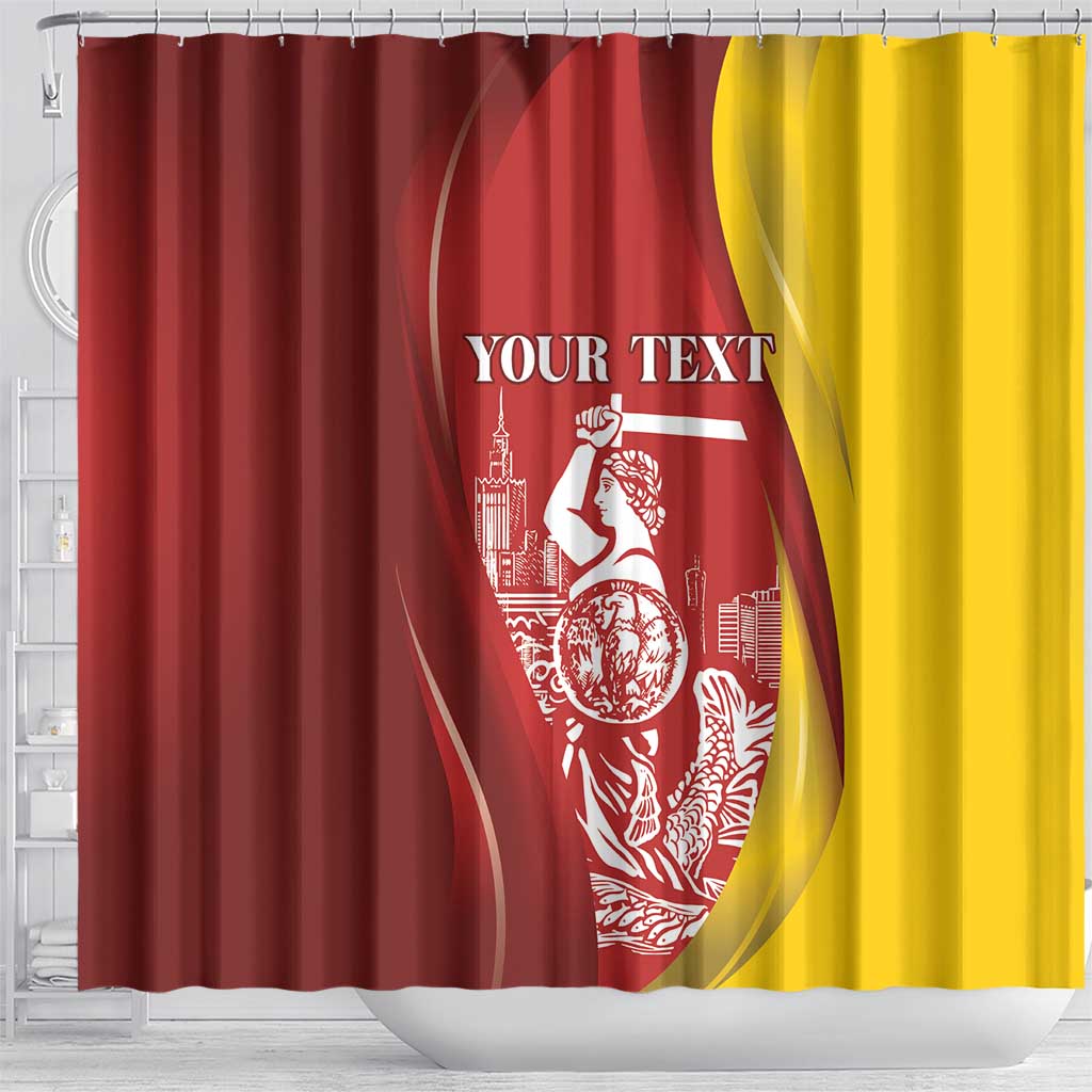 Warsaw Capital of Poland Personalized Shower Curtain Syrenka Warszawska Sporty Style