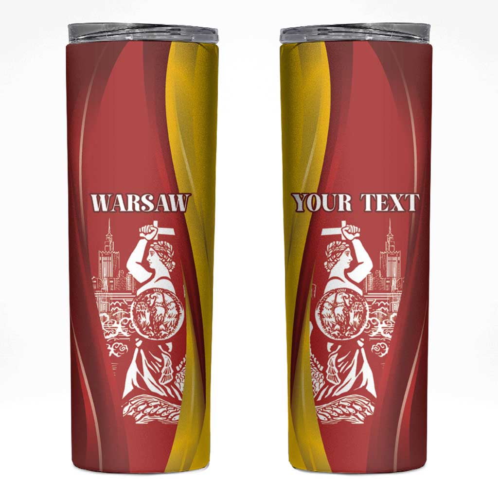 Warsaw Capital of Poland Personalized Skinny Tumbler Syrenka Warszawska Sporty Style