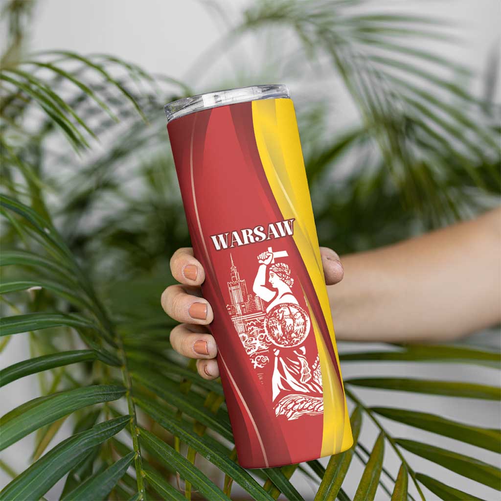 Warsaw Capital of Poland Personalized Skinny Tumbler Syrenka Warszawska Sporty Style