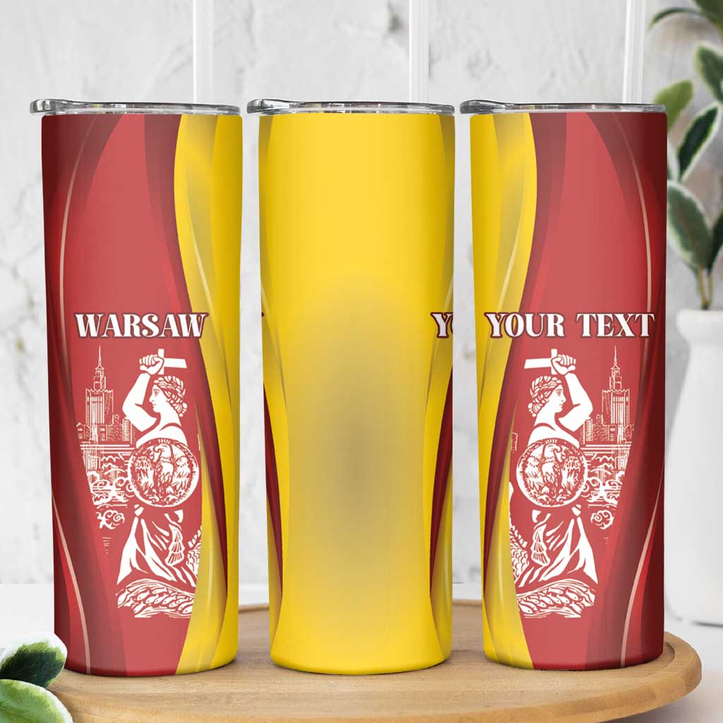 Warsaw Capital of Poland Personalized Skinny Tumbler Syrenka Warszawska Sporty Style
