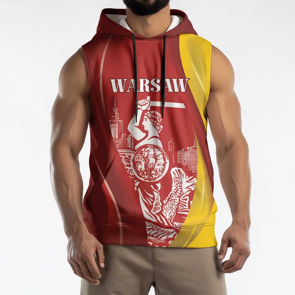 Warsaw Capital of Poland Personalized Sleeveless Hoodie Syrenka Warszawska Sporty Style