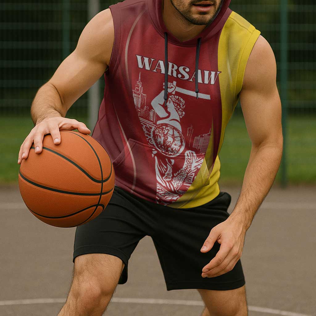 Warsaw Capital of Poland Personalized Sleeveless Hoodie Syrenka Warszawska Sporty Style