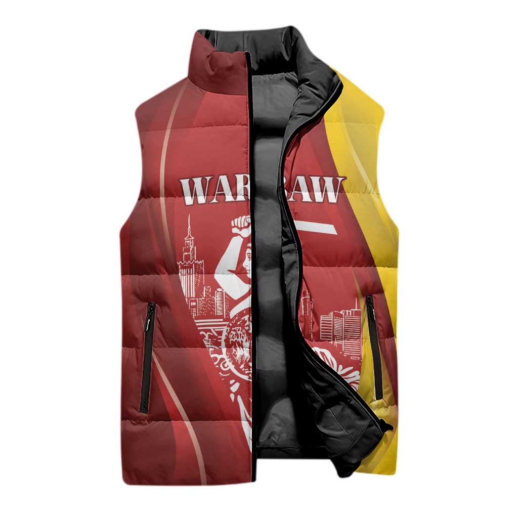 Warsaw Capital of Poland Personalized Sleeveless Puffer Jacket Syrenka Warszawska Sporty Style