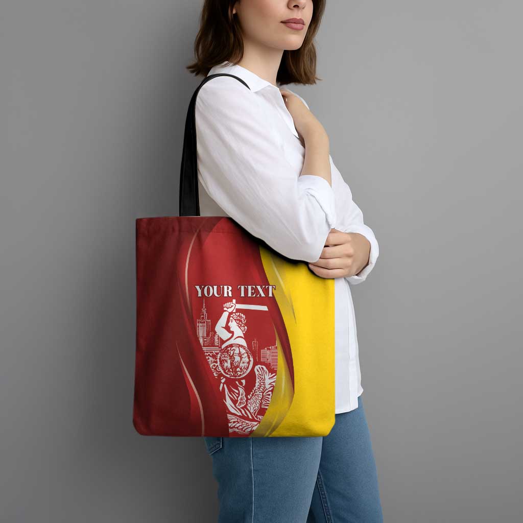 Warsaw Capital of Poland Personalized Tote Bag Syrenka Warszawska Sporty Style