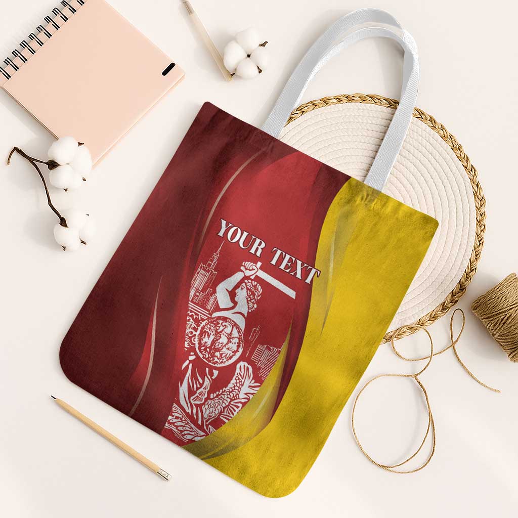 Warsaw Capital of Poland Personalized Tote Bag Syrenka Warszawska Sporty Style
