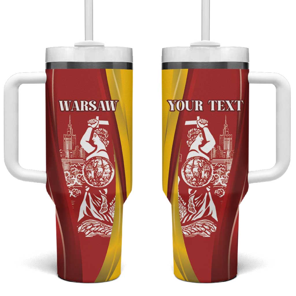Warsaw Capital of Poland Personalized Tumbler With Handle Syrenka Warszawska Sporty Style