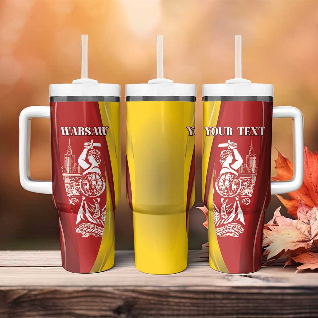 Warsaw Capital of Poland Personalized Tumbler With Handle Syrenka Warszawska Sporty Style