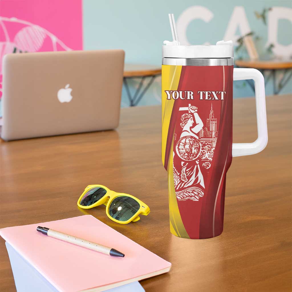Warsaw Capital of Poland Personalized Tumbler With Handle Syrenka Warszawska Sporty Style