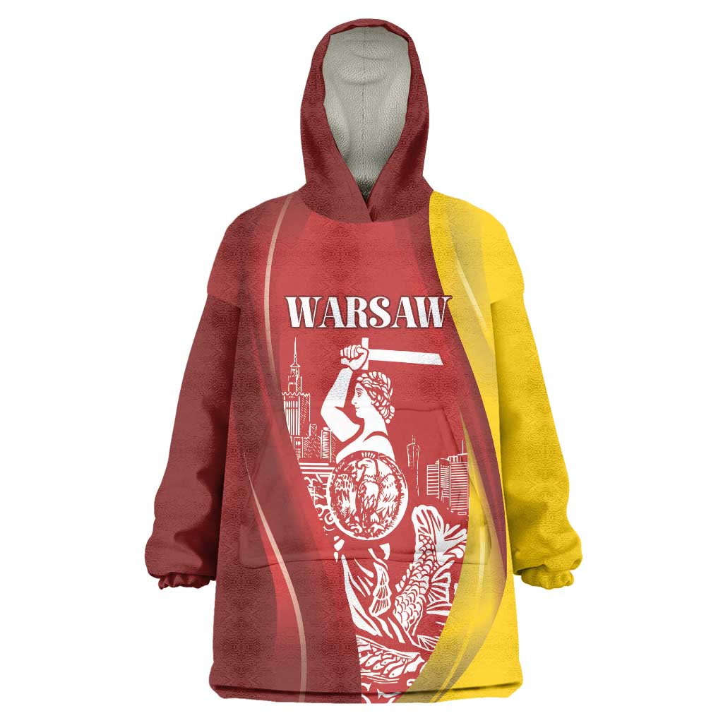 Warsaw Capital of Poland Personalized Wearable Blanket Hoodie Syrenka Warszawska Sporty Style