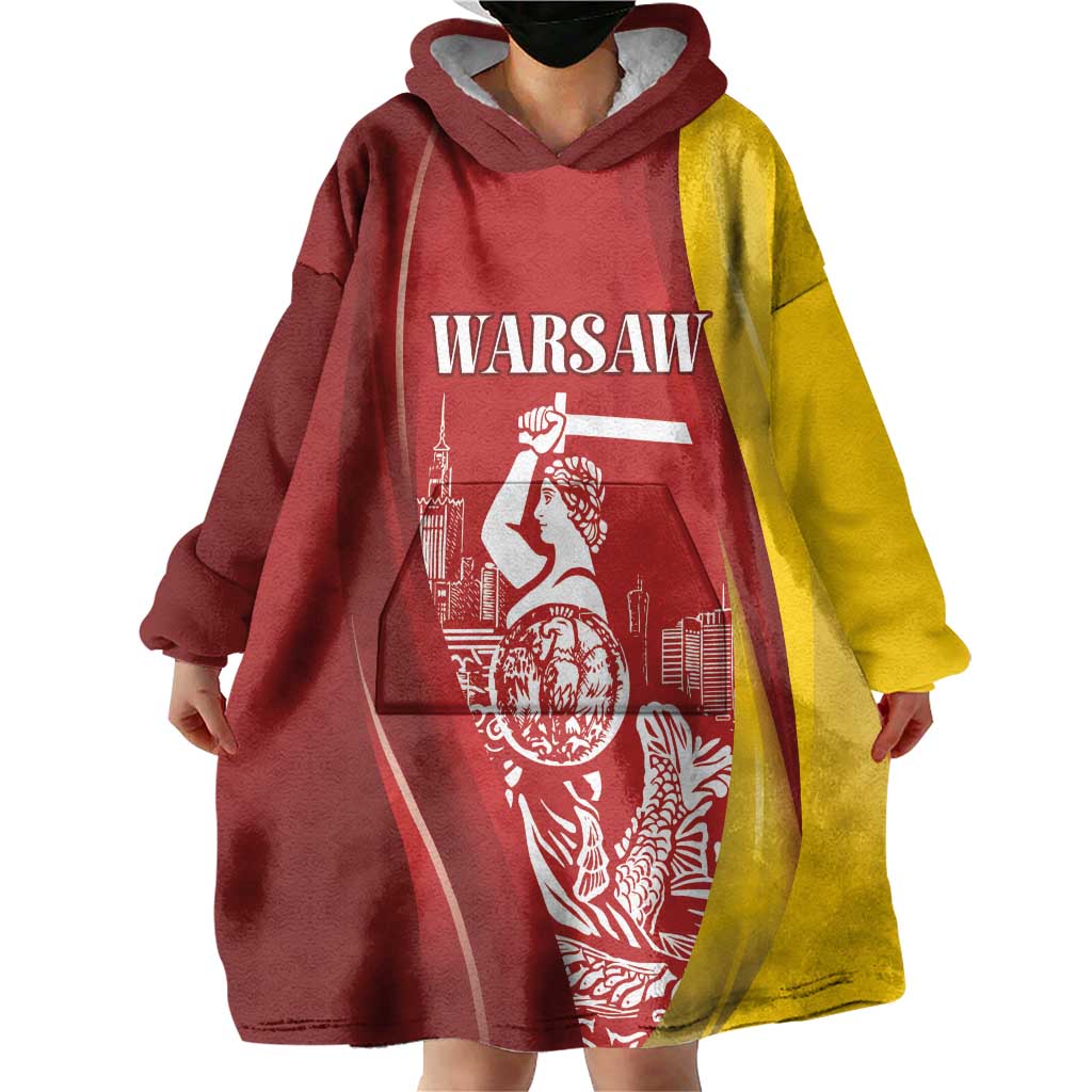Warsaw Capital of Poland Personalized Wearable Blanket Hoodie Syrenka Warszawska Sporty Style