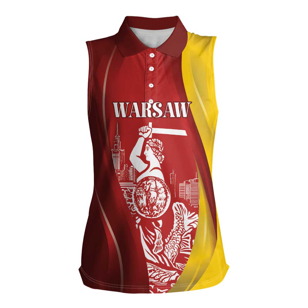 Warsaw Capital of Poland Personalized Women Sleeveless Polo Shirt Syrenka Warszawska Sporty Style
