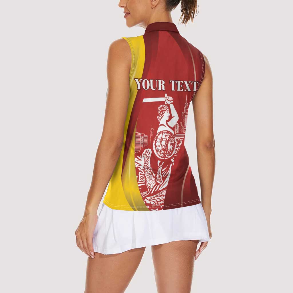 Warsaw Capital of Poland Personalized Women Sleeveless Polo Shirt Syrenka Warszawska Sporty Style