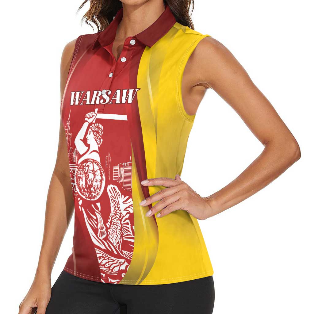 Warsaw Capital of Poland Personalized Women Sleeveless Polo Shirt Syrenka Warszawska Sporty Style