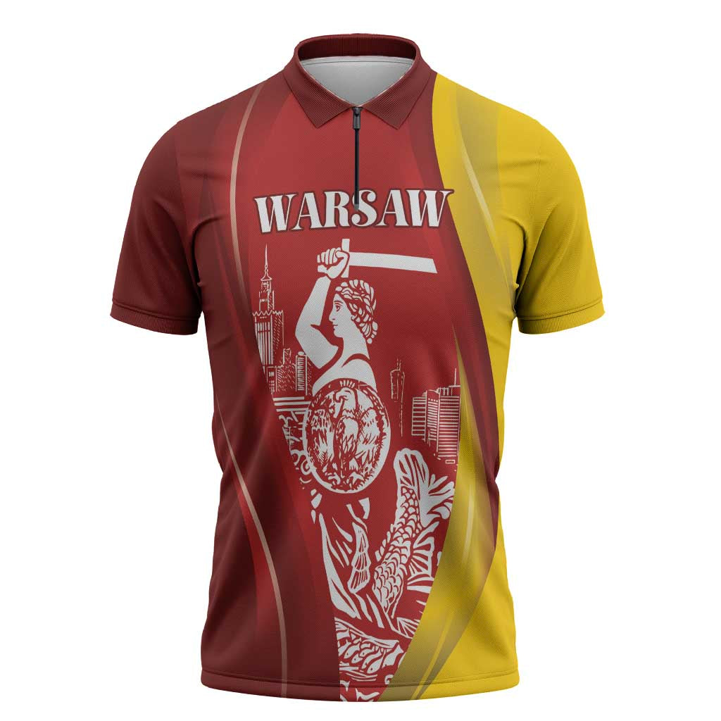 Warsaw Capital of Poland Personalized Zipper Polo Shirt Syrenka Warszawska Sporty Style