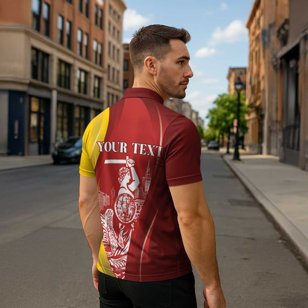 Warsaw Capital of Poland Personalized Zipper Polo Shirt Syrenka Warszawska Sporty Style