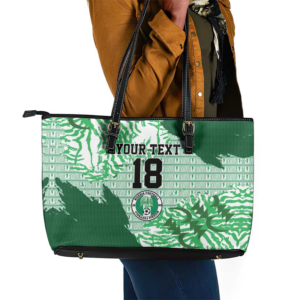 Custom Nigeria Fooball Leather Tote Bag Super Eagles National Pride